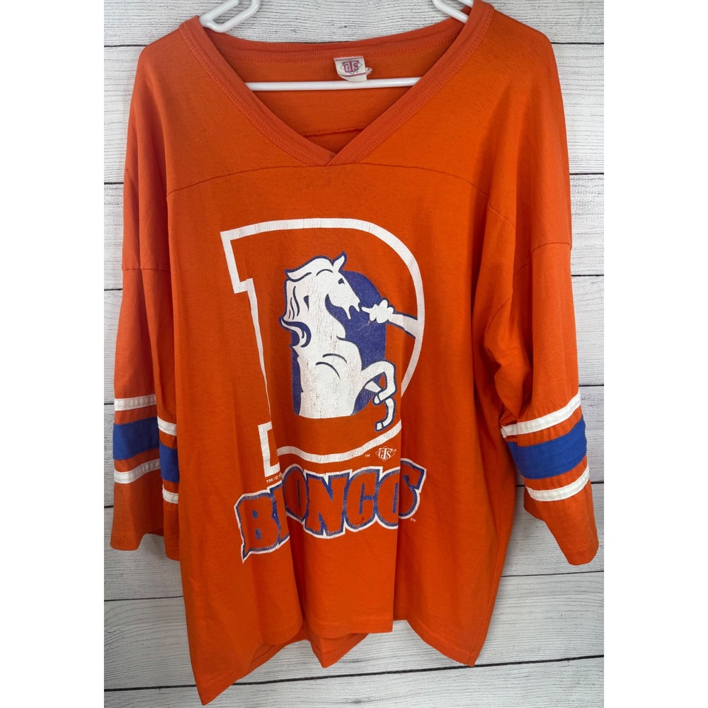 Vintage 1995 Denver Broncos GTS Orange Jersey Shirt XL NFL Football 90s V-Neck